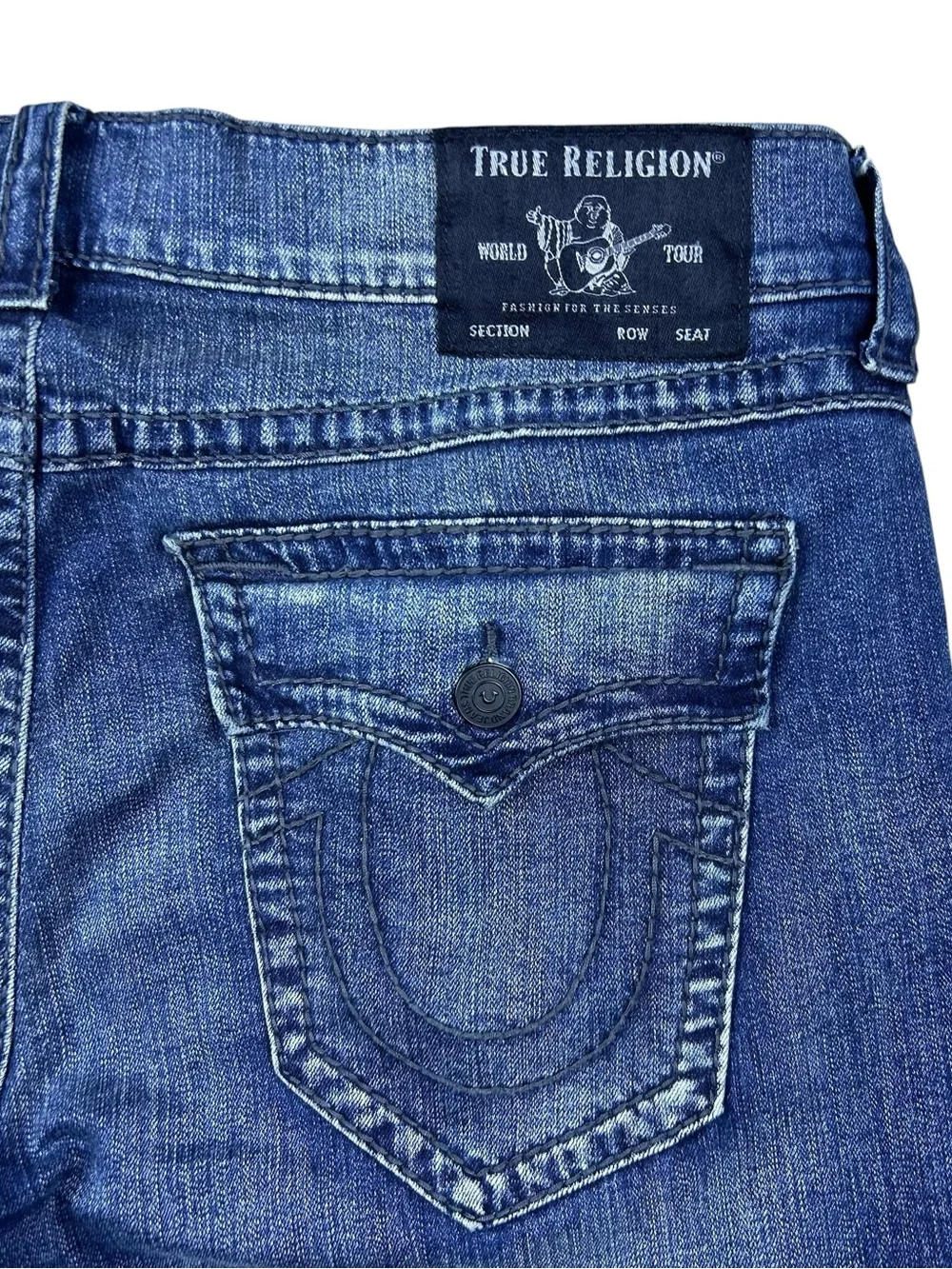 True Religion Ricky Relaxed Straight Super T Jeans Mens 38x32 Flap Pocket Y2K